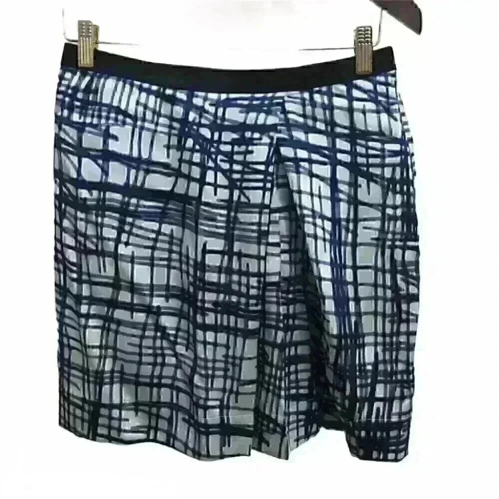 BCBGMaxazria Silk Skirt Geometric Casual Softcore Blue